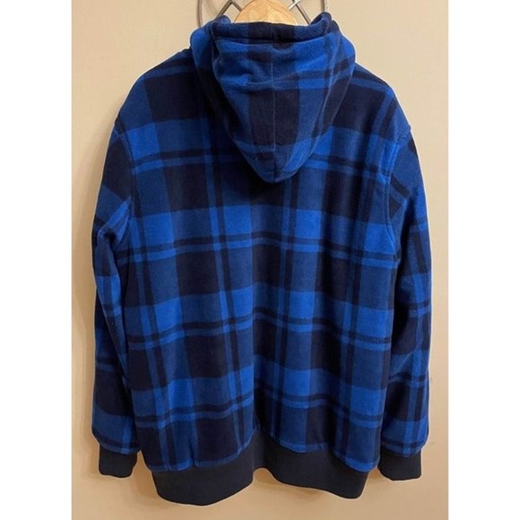 Mossimo Supply Co Cobalt Blue Black Plaid Hunter Hoodie Jacket Mens XXL - Picture 1 of 4
